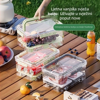 Kutija za ručak, prijenosna kutija za čuvanje svježine hrane, prehrambene kvalitete, za piknik na otvorenom, 2,1–3 L, ručno zatvaranje, višekratna upotreba