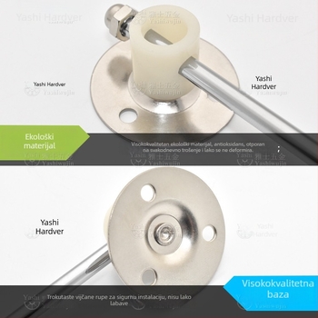 Donji rod za vrata ormarića — željezo, elektroplatirani završni sloj, moderan minimalistički stil, model W