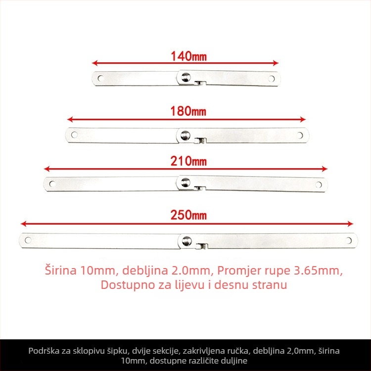 Dvodijelna sklopiva povlačna šipka za namještaj - Željezo, moderan minimalistički stil, pogodna za krevet, ormar, vrata ormara, kutiju i potporu prozora