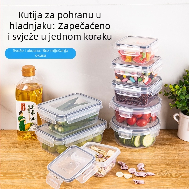 Nova kuhinjska set prozirnih hermetičkih posuda za pohranu voća i povrća, plastične, kapaciteta 1–2 L