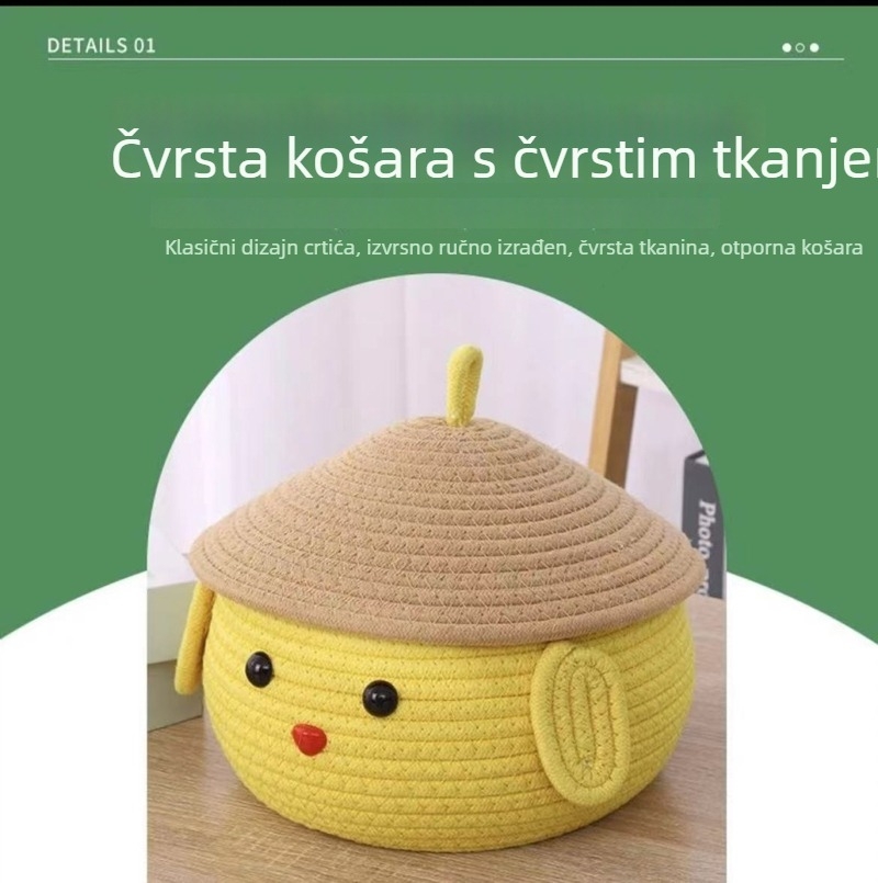 Cartoon platnena stolna kutija za pohranu s poklopcem – 2L kapacitet, za dnevni boravak, spavaću sobu i studij