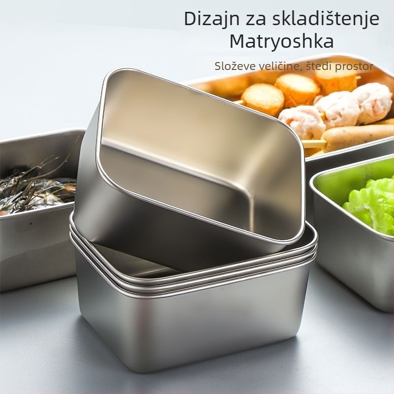 Kutija od nehrđajućeg čelika 304, kvadratna, kapacitet 301–500 ml, moderan kineski stil