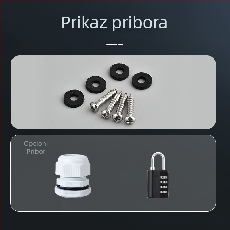 Vodootporna distribucijska kutija s 4 kruga, 1 red prekidača, IP66, kućište PC/ABS, površinska montaža, SHPN serija, 60A