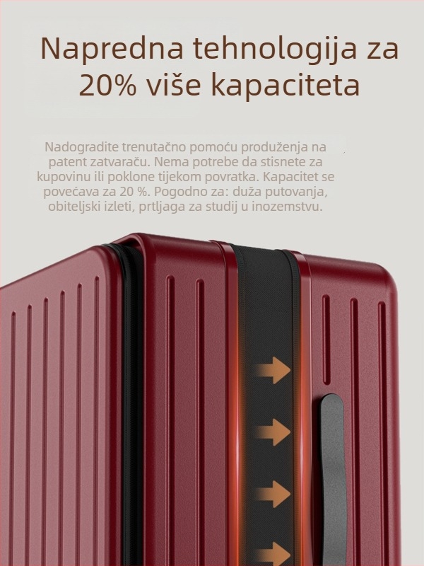 Unisex svadbeni kofer ABS+PC, otvaranje na zip, USB punjenje, proširenje, 3 kg, običan kombinacijski zaključavač