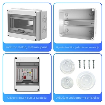 HT-8 vodootporna vanjska kutija za distribuciju, 8 kanala, ABS kućište, IP65, pričvršćivanje vijcima