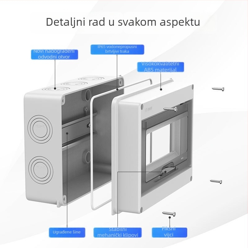 HT-8 vodootporna vanjska kutija za distribuciju, 8 kanala, ABS kućište, IP65, pričvršćivanje vijcima