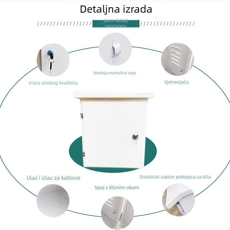Vanjska vodootporna kutija za distribuciju sa sidrenjem na prsten, kućište od hladno valjanog čelika, debljina ploče 0,8 mm