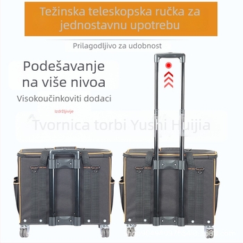 Kutija za alate na kotačićima, čvrsta s nehrđajućim dnom, vodootporna, stil šipke