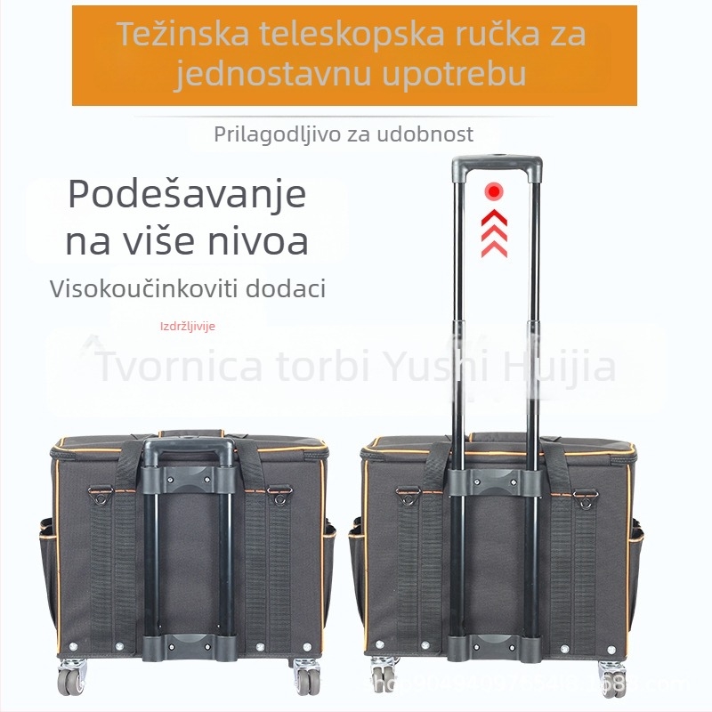 Kutija za alate na kotačićima, čvrsta s nehrđajućim dnom, vodootporna, stil šipke