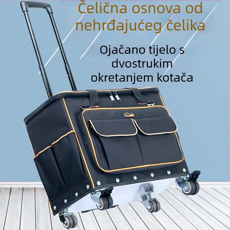Kutija za alate na kotačićima, čvrsta s nehrđajućim dnom, vodootporna, stil šipke