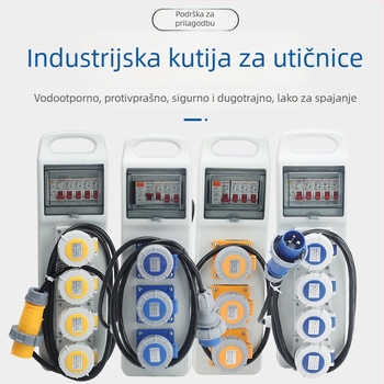 Prijenosna vodootporna industrijska kutija za utičnice, IP67, 110-220V, 4-polna, 1 red, 16-32A, kućište ABS/PC