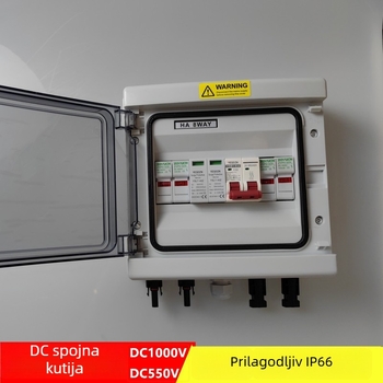 Vodootporna PV DC spojna kutija s zaštitom od munje, konfiguracija više ulaza/izlaza (1/2/3/4/6/8 ulaza, 1/2/4 izlaza), IP66, kućište ABS+PC, poklopac PC, Haoxuan Electric, nominalna struja 16 A