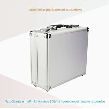 Aluminijska kutija za baterije s prikazom od aluminijske legure — aluminijski okvir, ABS panel, EVA unutrašnjost; ploča 2,8 MDF; nosivost 30