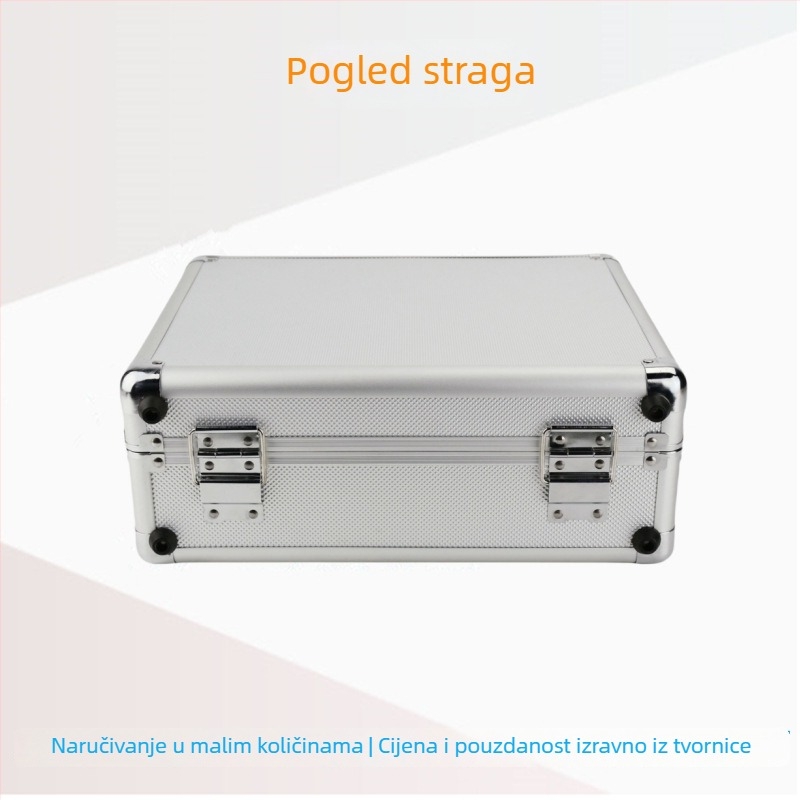 Aluminijska kutija za baterije s prikazom od aluminijske legure — aluminijski okvir, ABS panel, EVA unutrašnjost; ploča 2,8 MDF; nosivost 30