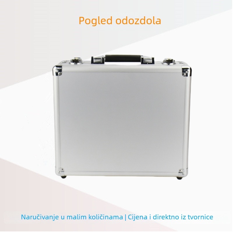 Aluminijska kutija za baterije s prikazom od aluminijske legure — aluminijski okvir, ABS panel, EVA unutrašnjost; ploča 2,8 MDF; nosivost 30