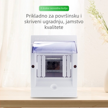 Kutija za prekidače za površinsku montažu, 4 kruga, vodootporna kutija za rasvjetu kupaonice, IP30, ABS kućište s PC poklopcem