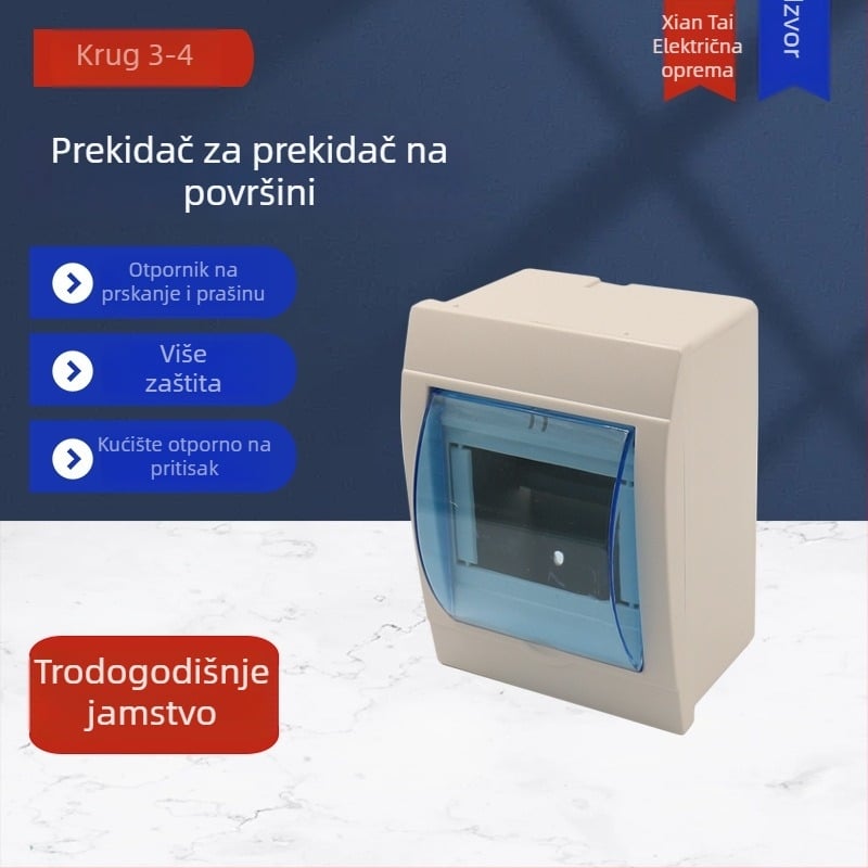 Kutija prekidača, 3-4 kruga, 4-polna, zaštita od curenja, vodootporno plastično kućište, CE certificirano