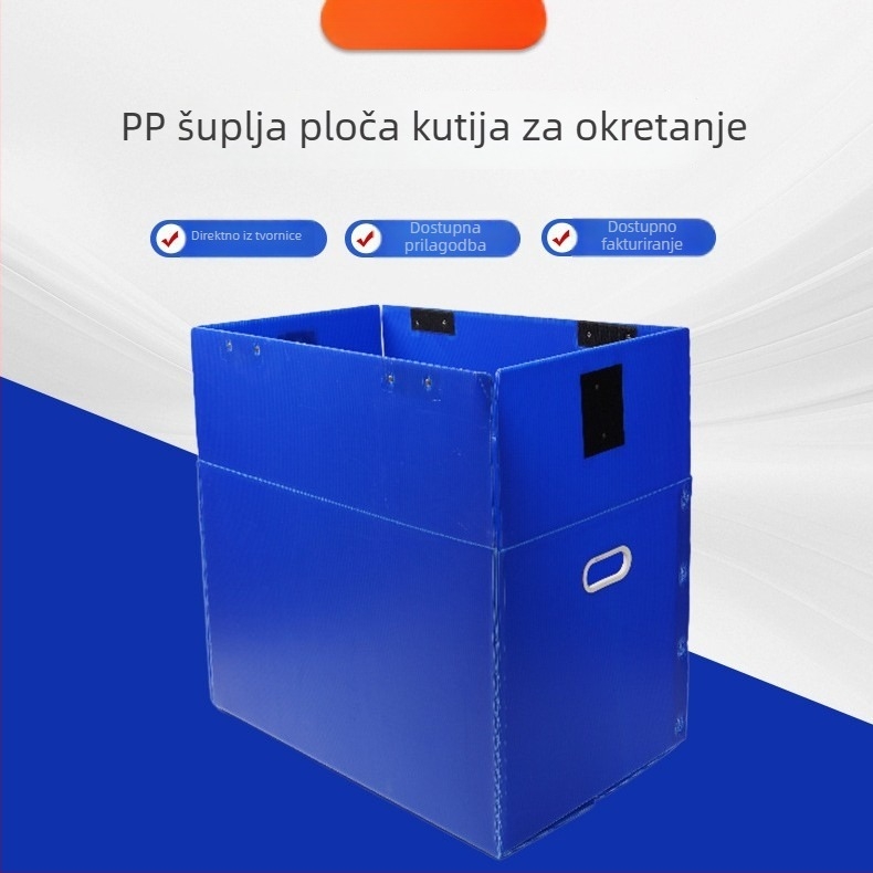 PP šuplja ploča s velikim kapacitetom, vodootporna i otporna na vlagu kutija za prijevoz sa Velcro zatvaračem, sklopiva kutija za preseljenje, kalcij-plastična kutija