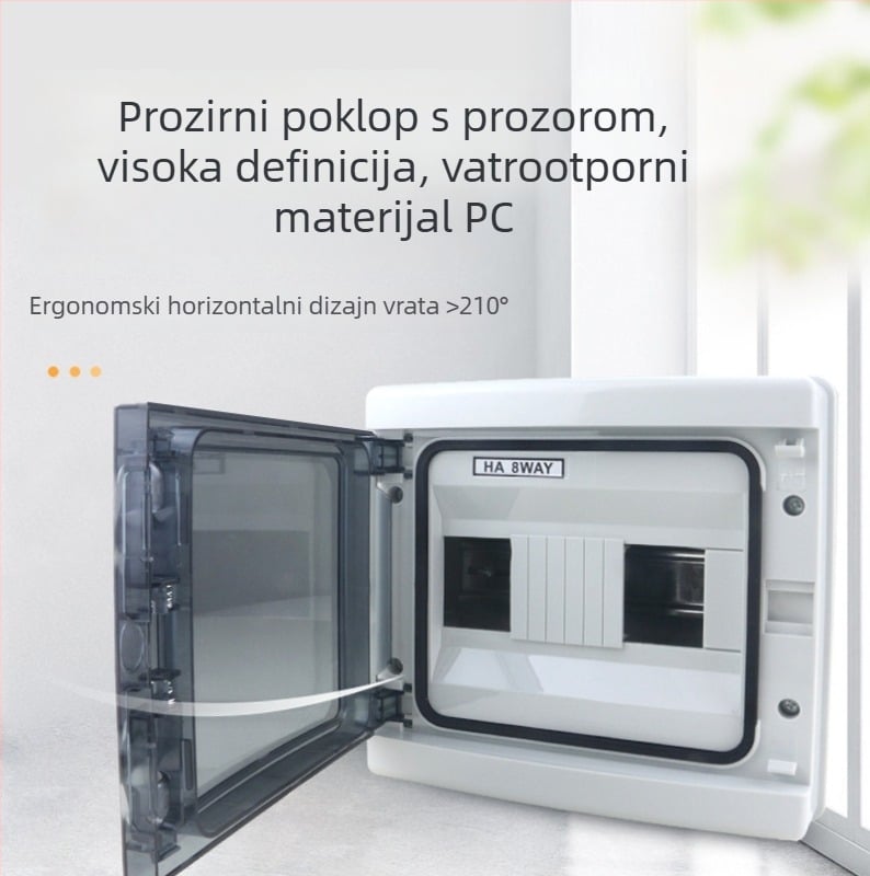 Vanjska vodootporna kutija za distribuciju HA serije, 4–24 kanala, IP65, ABS kućište, prozirni PC poklopac, nazivni tok 63 A