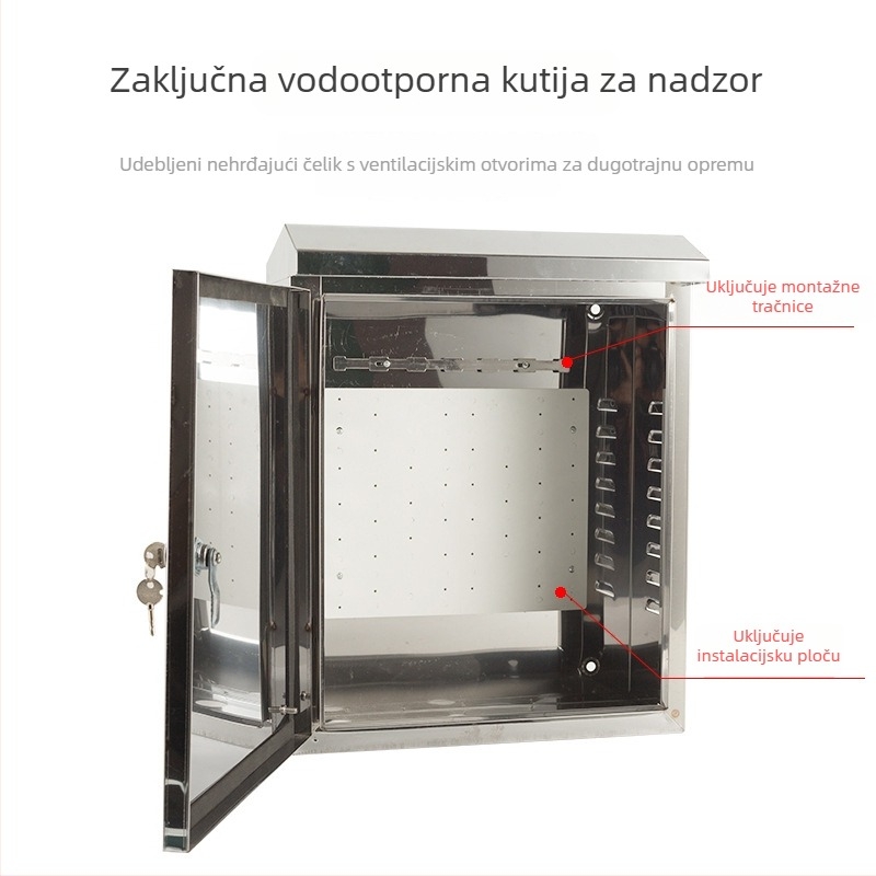 Nehrđajuća čelična kutija za vanjsku upotrebu, zidna montaža, vodootporna za slab i jak struju, poklopac od 201 nehrđajućeg čelika
