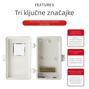Kutija elektromjernog mjera od vlaknastog stakla, zidna montaža, IP55, 6-pola, nazivni tok 20 A, kratki spoj 60 A