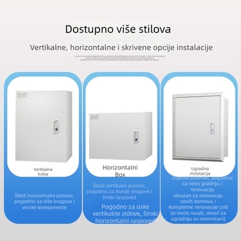 Površinski montirana distribucijska kutija za unutarnju uporabu, kućište od hladno valjanog čeličnog lima, IP65, jedna redica prekidača, Foundation Box serija Weltai