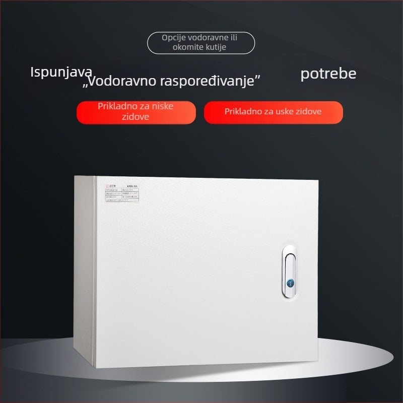 Površinski montirana distribucijska kutija za unutarnju uporabu, kućište od hladno valjanog čeličnog lima, IP65, jedna redica prekidača, Foundation Box serija Weltai