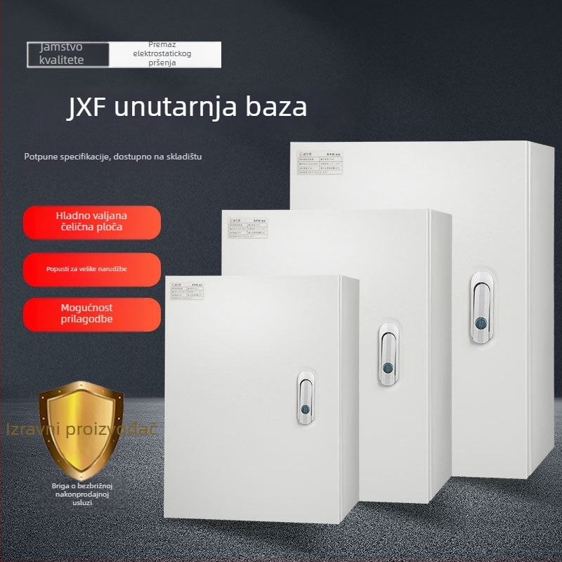 Površinski montirana distribucijska kutija za unutarnju uporabu, kućište od hladno valjanog čeličnog lima, IP65, jedna redica prekidača, Foundation Box serija Weltai