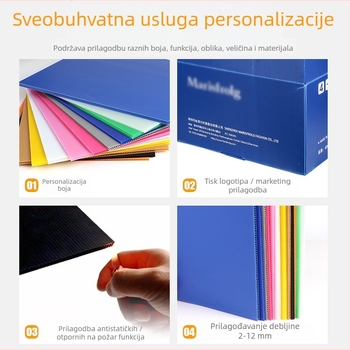 PP šuplja ploča kutije za pakiranje, prilagodljiv unutarnji dimenzija, visoka čvrstoća, otporno na koroziju i vodootporno, debljina zida 2–8 mm