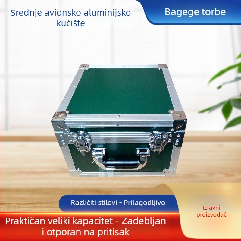 Srednja aluminijska kutija za prijevoz opreme i kozmetičkih uređaja; zaštitna, otporna na udarce, vodootporna, prijenosna