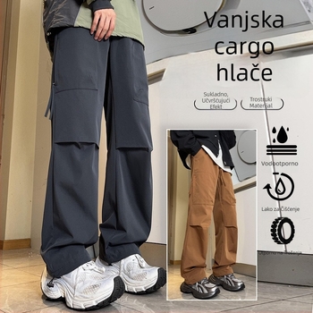 Muške ljetne cargo hlače za planinarenje, širokog kroja, srednji pojas, više džepova
