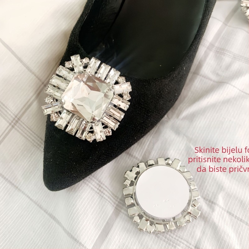 Otklonjiva kvadratna rhinestone ukrasna kopča za vrh cipala — Model Mxl, Brand LXM, Prava koža, Izvorni dizajn; pogodna za tenisice, kožne cipele, čizme, sandale; sve sezone