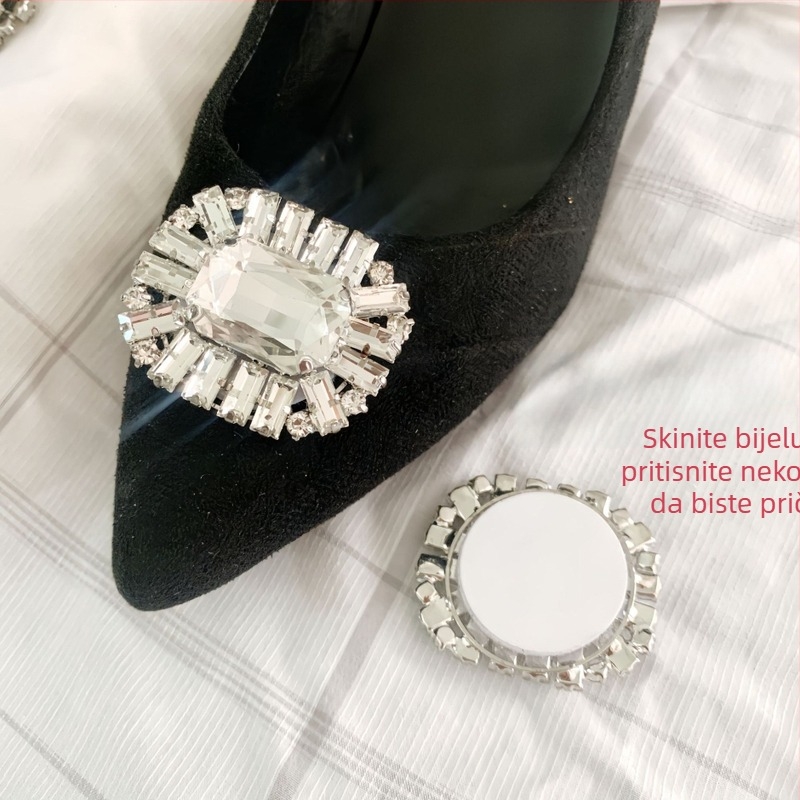 Otklonjiva kvadratna rhinestone ukrasna kopča za vrh cipala — Model Mxl, Brand LXM, Prava koža, Izvorni dizajn; pogodna za tenisice, kožne cipele, čizme, sandale; sve sezone