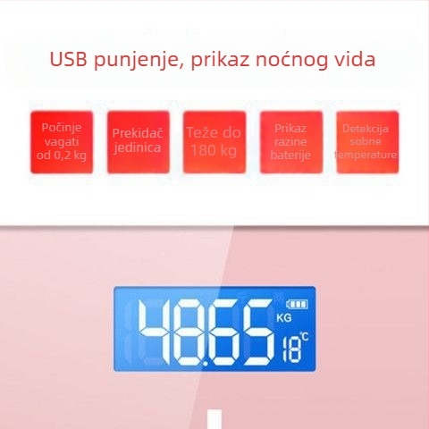 Vaga za tjelesnu težinu sa staklenim kućištem - pametna, za odrasle, jednostavan dizajn, Yingmi