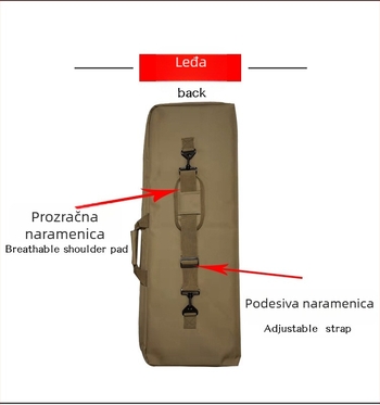 Taktička torba preko ramena u vojnom stilu, diagonala traka, 85 cm duljine, debeli jastuk od oblika jajeta, oprema za ribolov, vodootporna