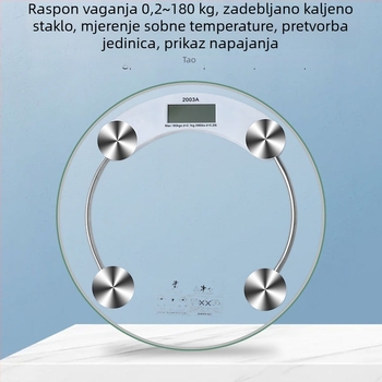 Penguin kućna vaga za tjelesnu masu od prozirnog stakla, okrugla, visoke preciznosti, s pametnim punjenjem