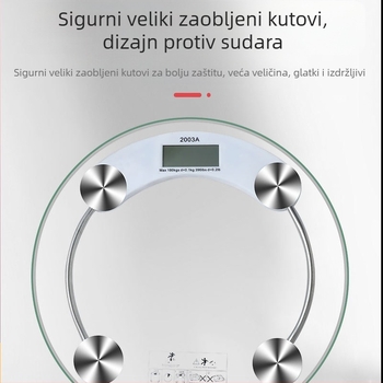 Penguin kućna vaga za tjelesnu masu od prozirnog stakla, okrugla, visoke preciznosti, s pametnim punjenjem
