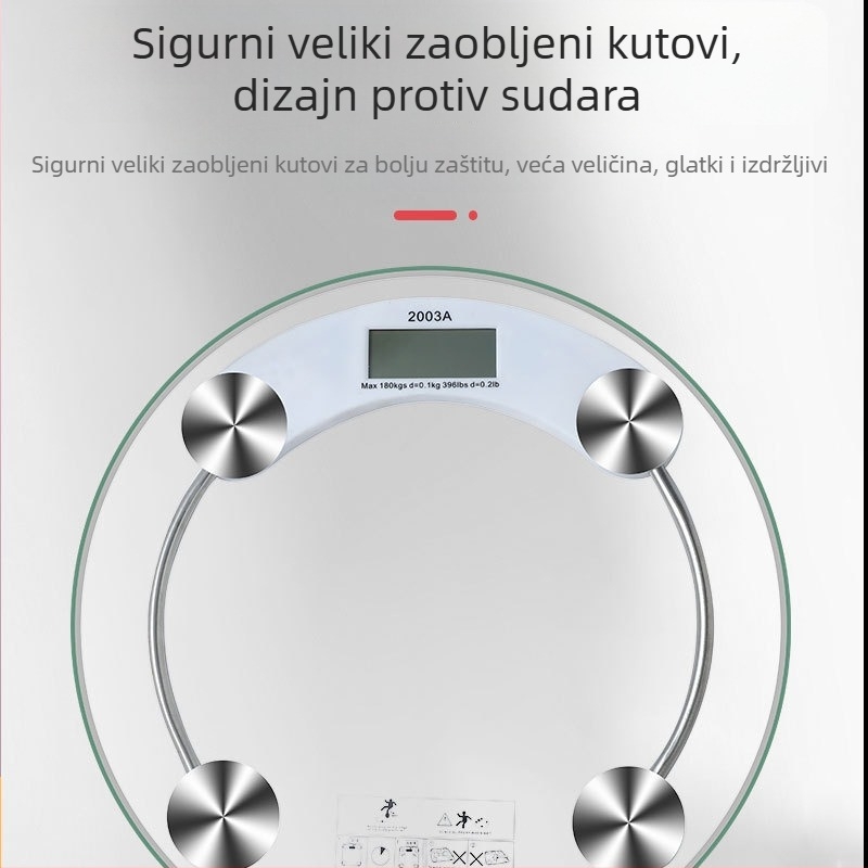 Penguin kućna vaga za tjelesnu masu od prozirnog stakla, okrugla, visoke preciznosti, s pametnim punjenjem