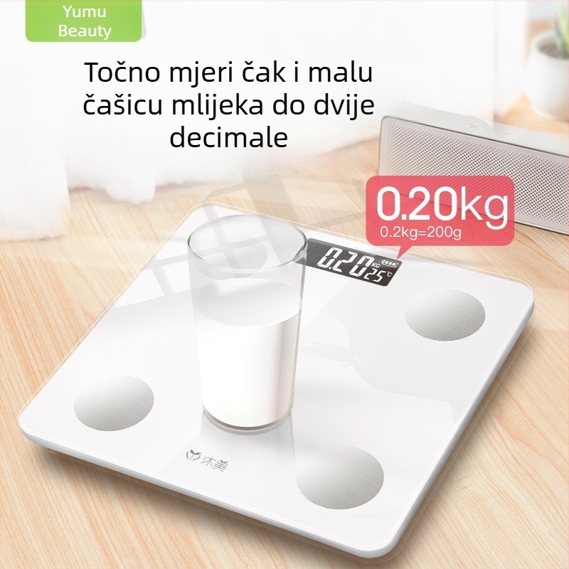 Kućna vaga za mjerenje tjelesnog postotka masnoće, precizna elektronička vaga s USB napajanjem za mjerenje težine i masnoće