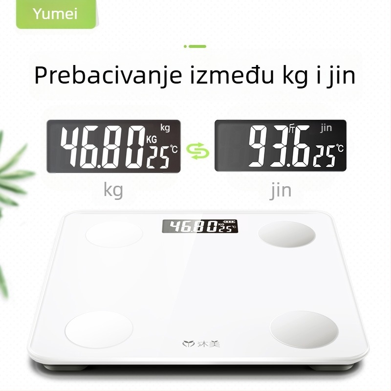 Kućna vaga za mjerenje tjelesnog postotka masnoće, precizna elektronička vaga s USB napajanjem za mjerenje težine i masnoće