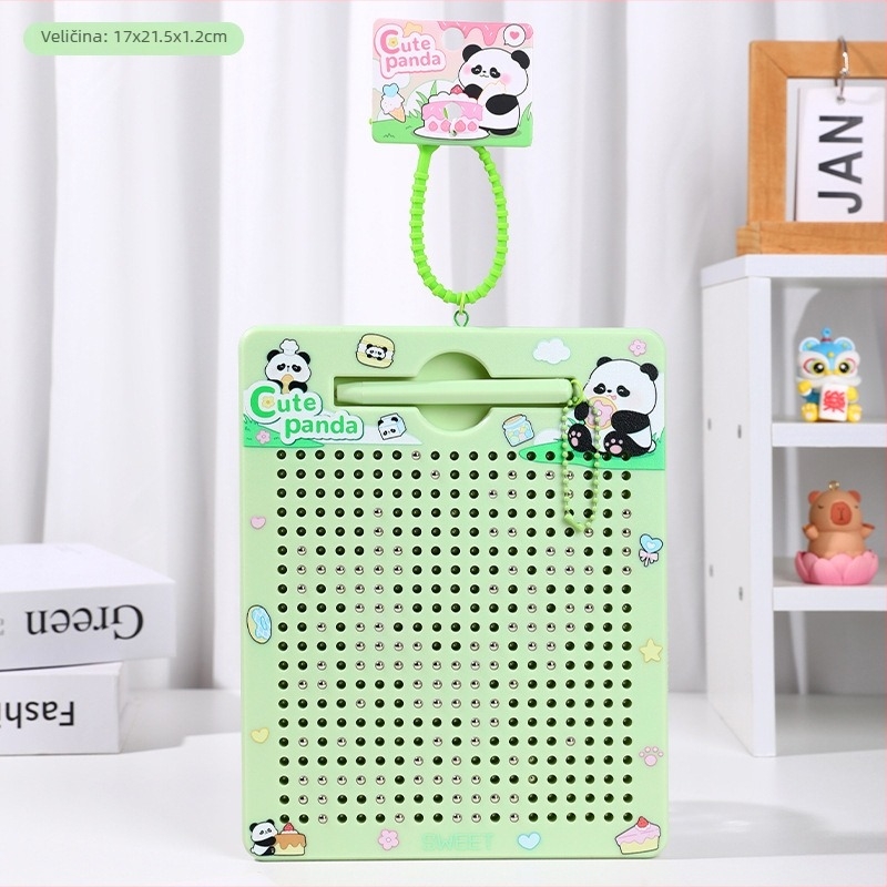 Ključevni privjesak Panda magnetskim perlicama – plastična pločica za crtanje za djecu