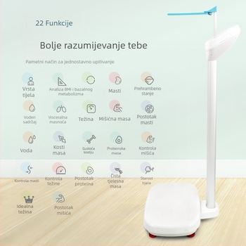Vaga za visinu i težinu s mjerenjem tjelesne masnoće — digitalna elektronička vaga za odrasle, djecu i studente, kućna uporaba