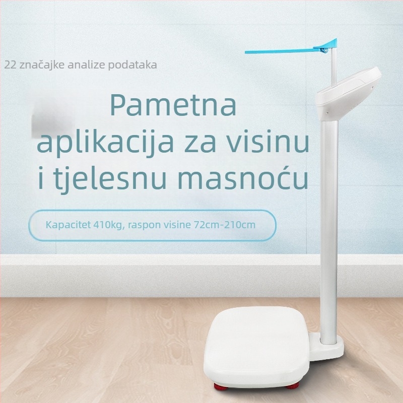 Vaga za visinu i težinu s mjerenjem tjelesne masnoće — digitalna elektronička vaga za odrasle, djecu i studente, kućna uporaba