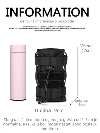 Taktična torba za bocu vode s džepom za telefon, vanjska torba oko struka, višenamjenska torba dodataka — poliester, otporna na habanje, proširiva, prostor za pohranu