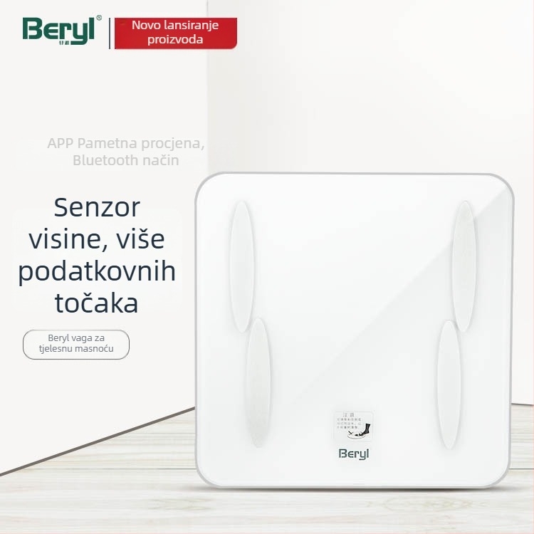 Beryl pametna Bluetooth vaga za tjelesnu masnoću – točna kućna digitalna vaga za mjerenje težine i masnoće