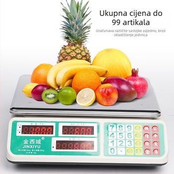 Elektronska vaga za određivanje cijene – kompaktna, model 528, raspon mjerenja 20g–30kg, elektroničko mjerenje, napajanje: AC ili litijeva baterija