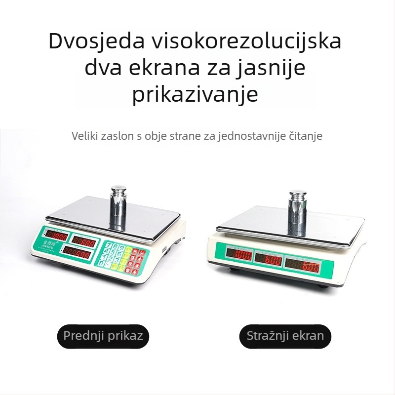 Elektronska vaga za određivanje cijene – kompaktna, model 528, raspon mjerenja 20g–30kg, elektroničko mjerenje, napajanje: AC ili litijeva baterija