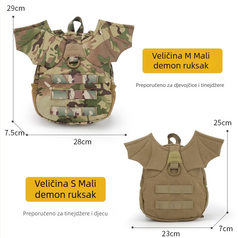 Dječji unisex ruksak Little Devil za vanjske sportove, najlon, taktički maskirni ruksak, marka Wosport