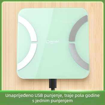 Bluetooth vaga za mjerenje tjelesne masnoće za kućnu teretanu, punjiva, bežično sinkroniziranje podataka, kompatibilno s Androidom i iOS-om, raspon težine 0,2–180 kg