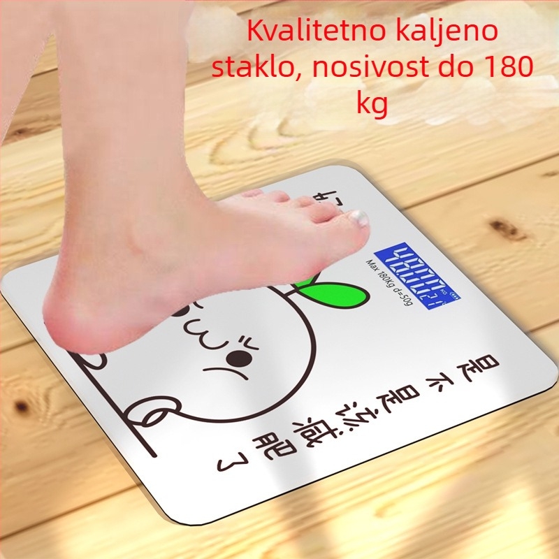Vaga za tjelesnu težinu SN-86, kvadratna s kaljenim staklom, napajanje baterijama, mjerenje temperature